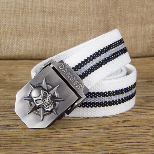 Manufacturer automatic buckle belt skull thickened canvas belt wholesale men's belt casual pants belt