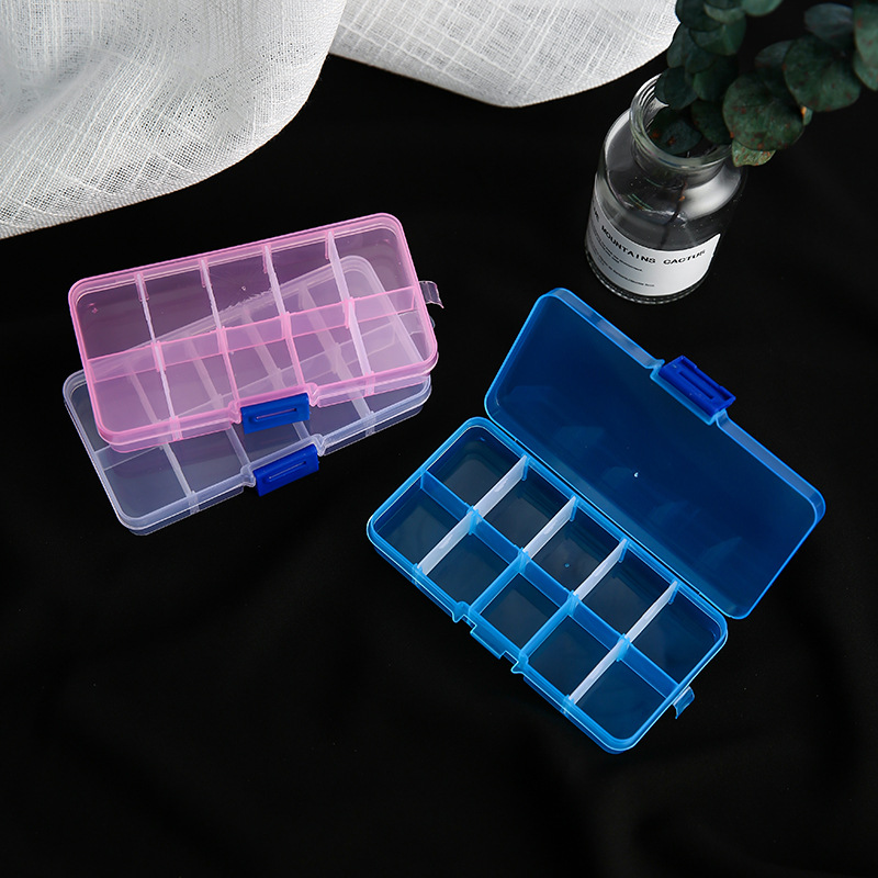 10 Lattice Transparent Plastic Storage Box Multi-lattice Earrings Jewelry Jewelry Box Finishing Box Wholesale display picture 7