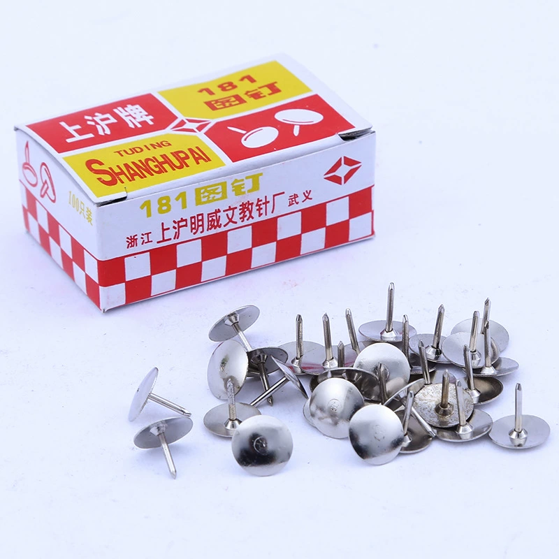 Shanghai-style nail wholesale metal round-head push pin for home decor office convenient flat-headed pushpin