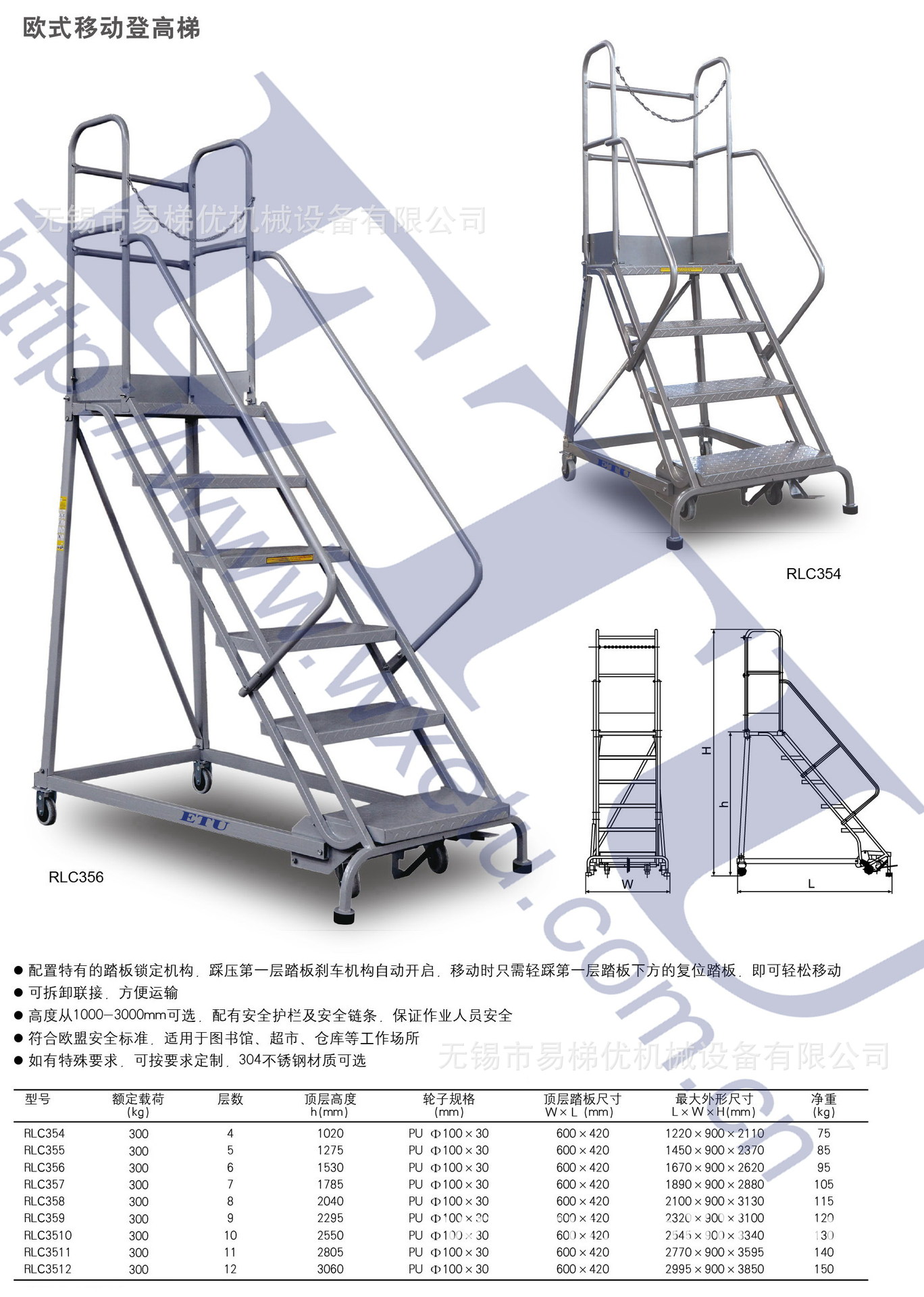 登高操作平台 登高梯 踏台梯 移动平台 驻地式自锁刹车 CE认证-阿里巴巴