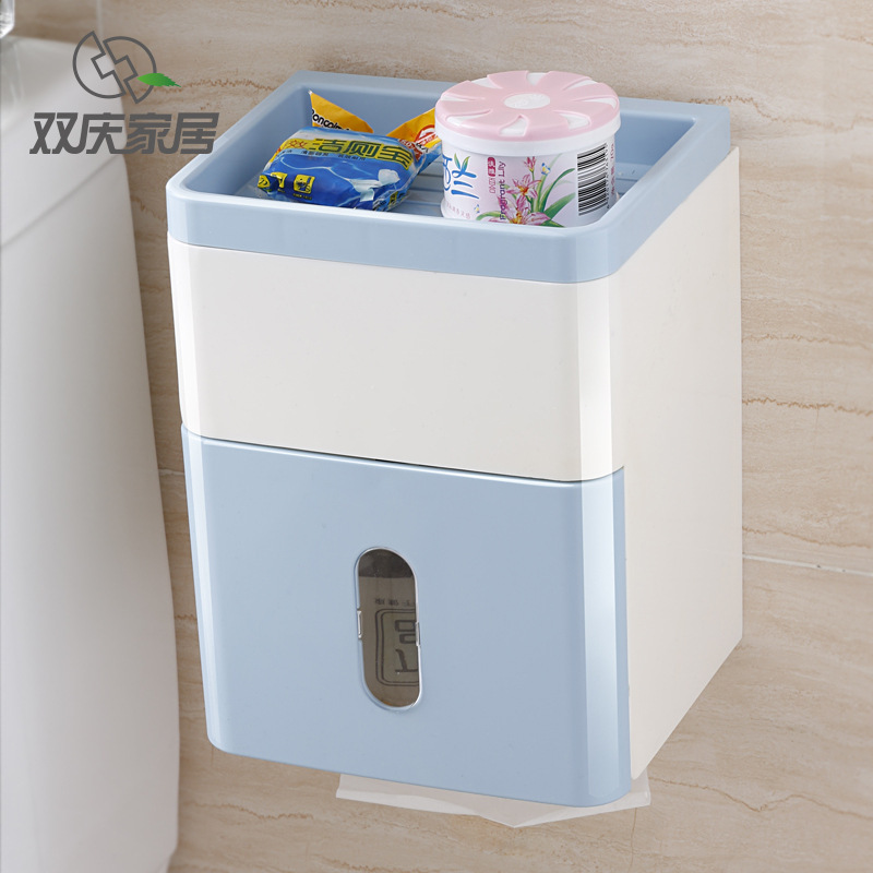 Double celebration No trace Tissue box Shower Room waterproof Tissue holder TOILET multi-function Volume Tray Free punch