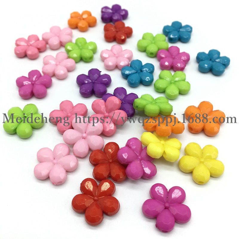 Solid color acrylic beads, ABS pearl jewelry, five-petal straight hole plum blossom beads, DIY earrings, plastic flower accessories detail image 6