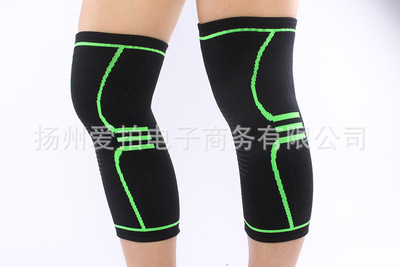 运动护膝厂家批发三色四向弹力防滑保暖尼龙针织护具户外骑行登山