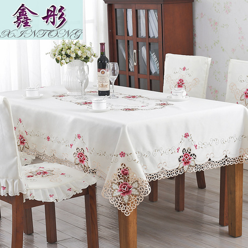 1017 European style country embroidered tablecloth chair cover, table flag, home coffee table cloth, export thick tablecloth dining cloth