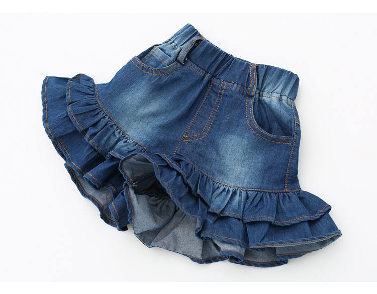 Verão do Bebê Calças de Brim Primavera Crianças Meninas Saias Azul Curto Saia Tutu Roupas Babados Mini 2020 15 Cheap Saias