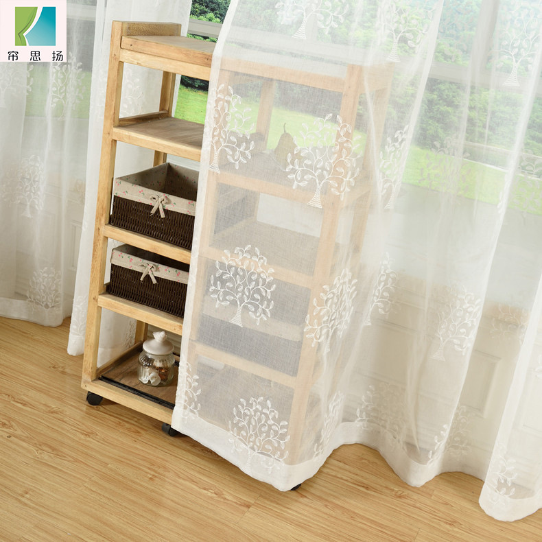 定制棉麻窗纱纯色成品亚麻绣花白纱帘卧室客厅阳台半透光厂家直销|ru