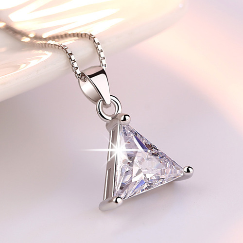 Weihua Geometric Shape Personalized Creative Gift Japanese and Korean Simple Triangular Silver Plated Necklace Pendant Women's Necklace