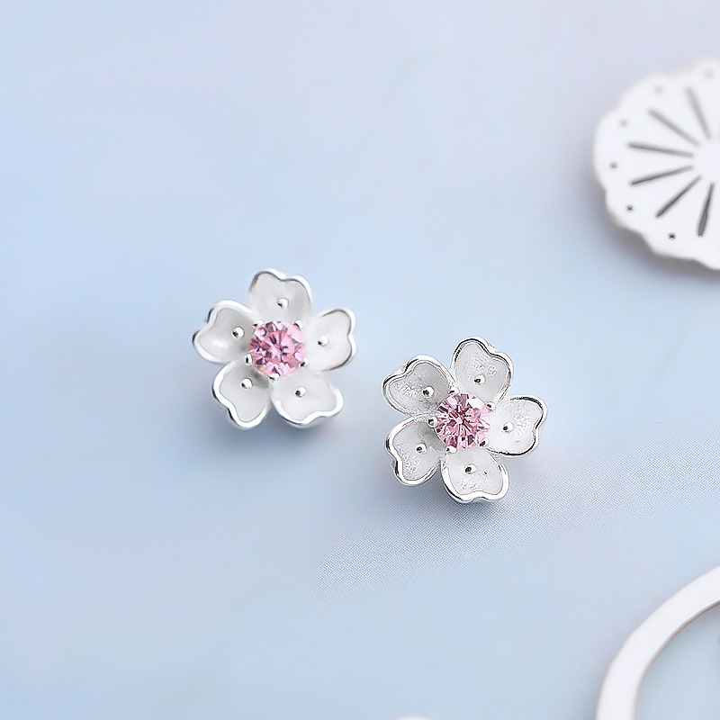 S925 Sterling Silver Earrings Cherry Blossom Earrings display picture 28