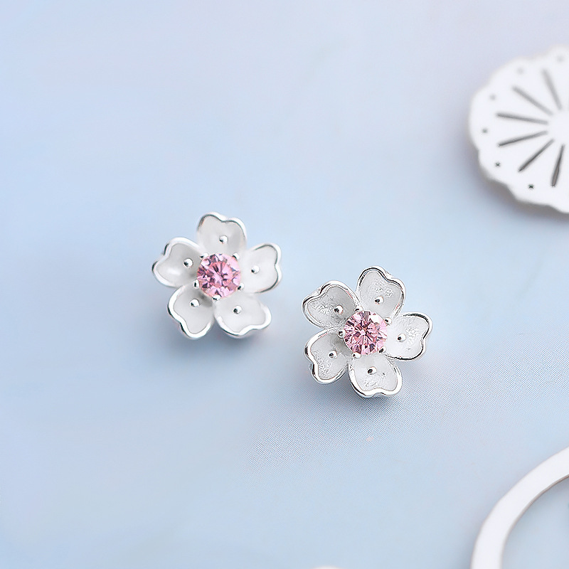 Pendientes De Plata Esterlina S925 Pendientes De Flor De Cerezo display picture 28