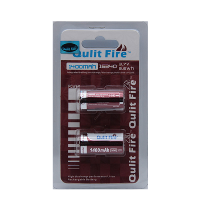 quilt fire锂电池 1400MAh 3.7V  16340 强光电筒可充锂电池