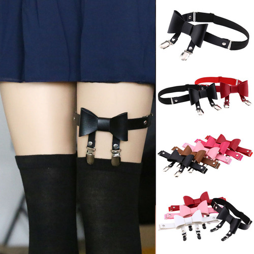 Original European and American bow leather garters punk street dance thigh leg rings sexy body shaping garters garters