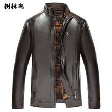 立领加绒皮夹克外套爸爸装厂家货源一件代发皮衣批发男江湖地摊