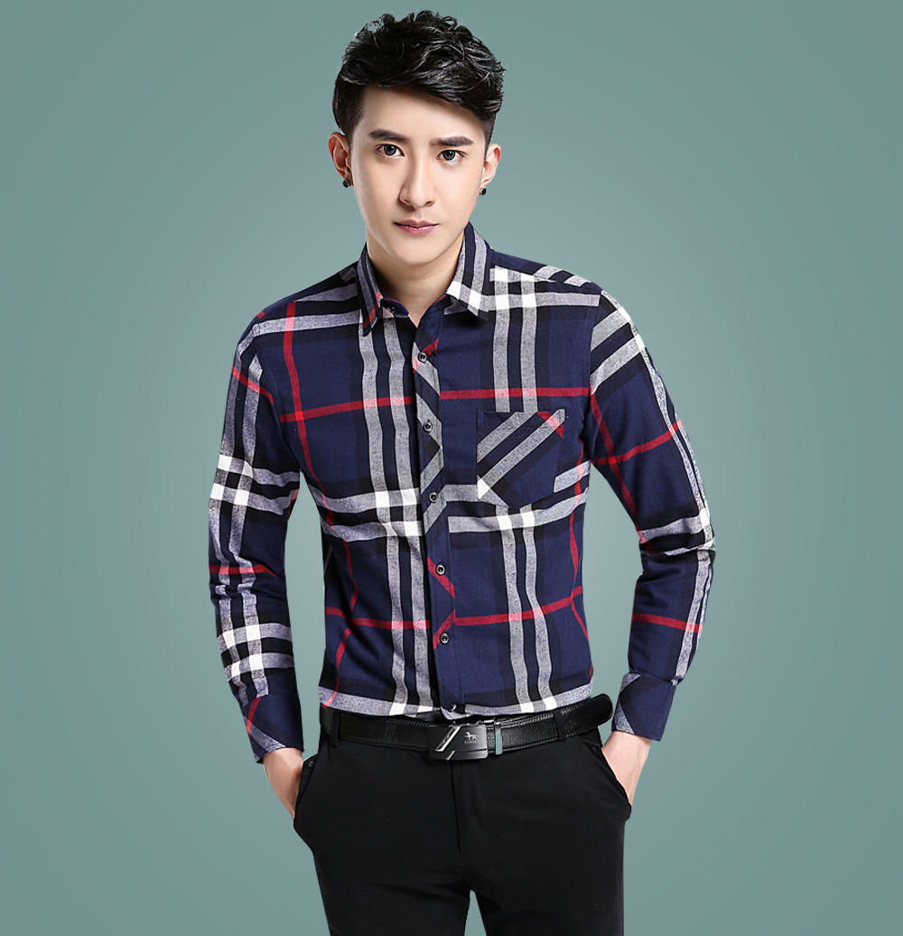 2020 spring and autumn new men's plaid K...