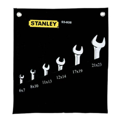 STANLEY 6 Set of parts Metric system polishing Double open-end wrench 93-608-22