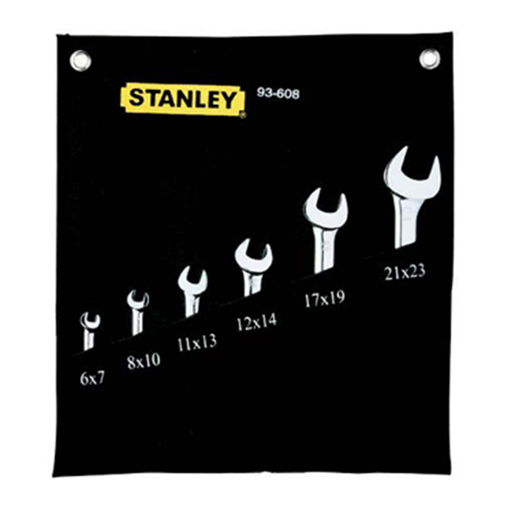 STANLEY 6 Set of parts Metric system polishing Double open-end wrench 93-608-22