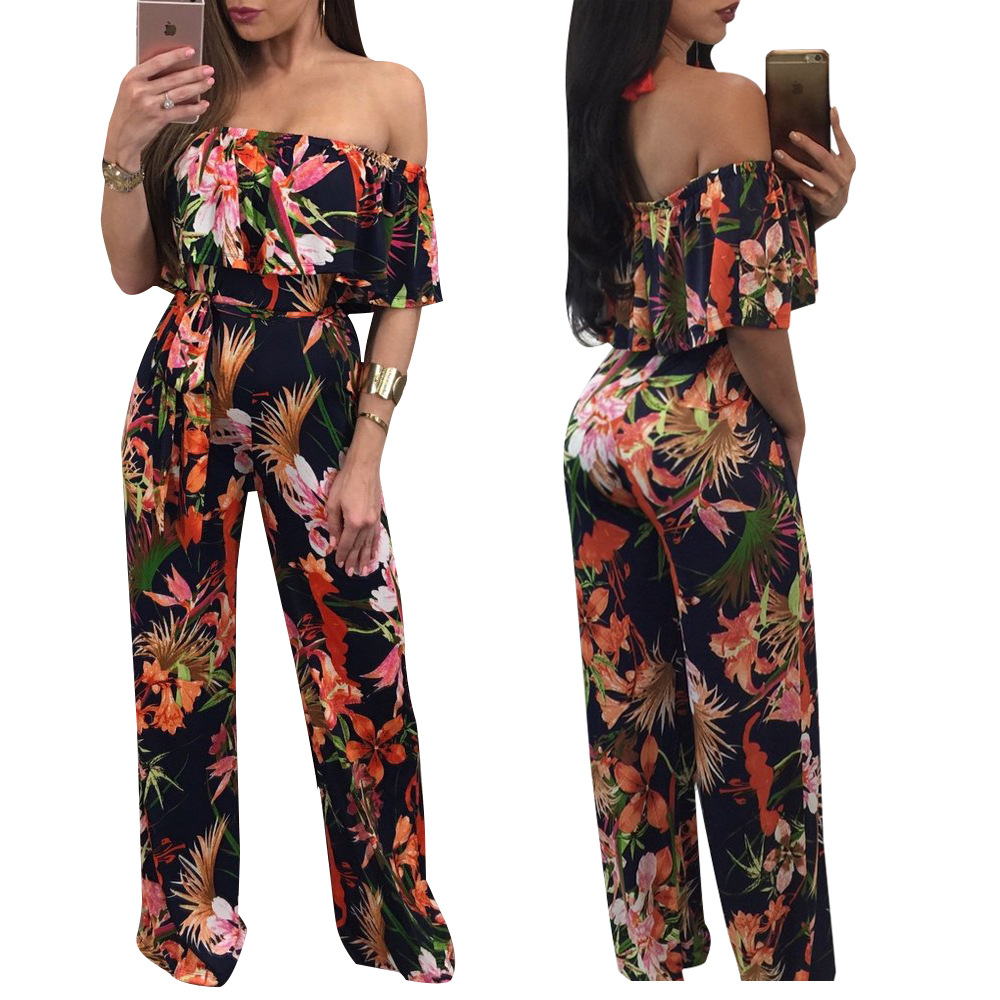 Buy Dropship Products Of Jumpsuit Women Floral Print Bodysuit Casual ...