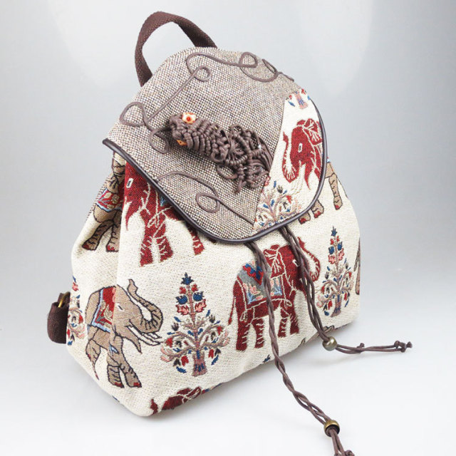 Yunnan Ethnic Wind Backpack  New Linen Hat Shoulder Women’s Bag