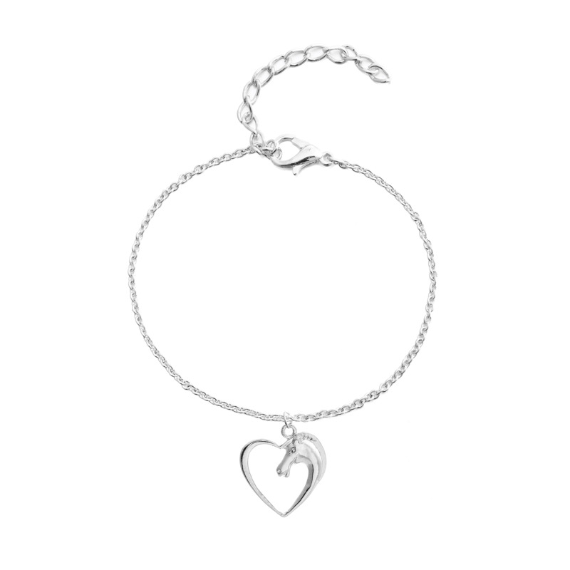 De Souhaits  Vente Chaude Coeur Coeur De Coeur De Pêche Bracelet Or Et Argent Couleur Animal Tête De Cheval Pendentif Bracelet Cheville display picture 4