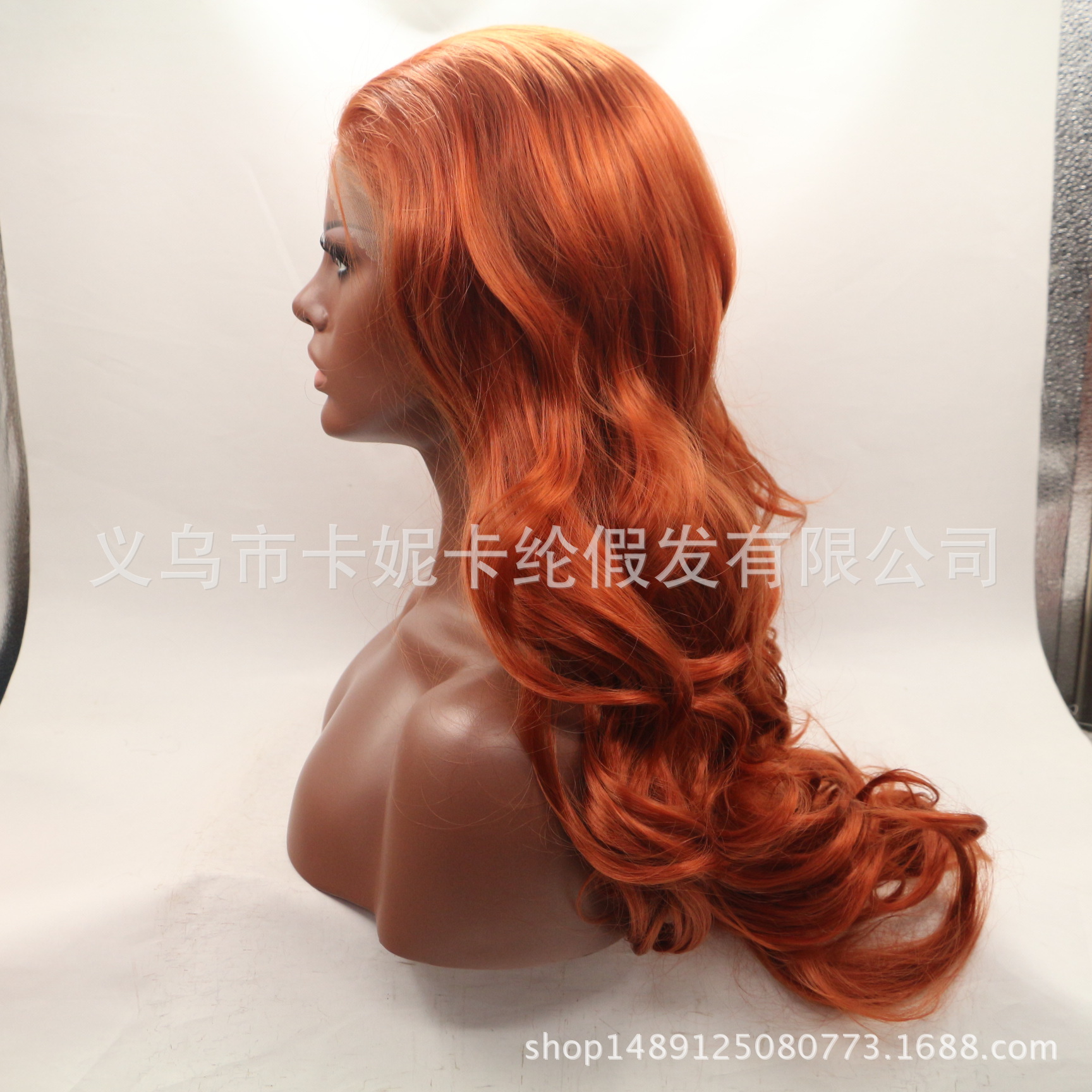 Nuevo color sólido oro marrón frente peluca de encaje realista rizos largos