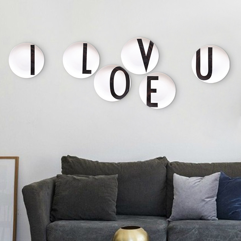 Creativo decoración de la pared sala de estar nórdico moderno cerámica carta Colgante placa de decoración de la pared placa al por mayor