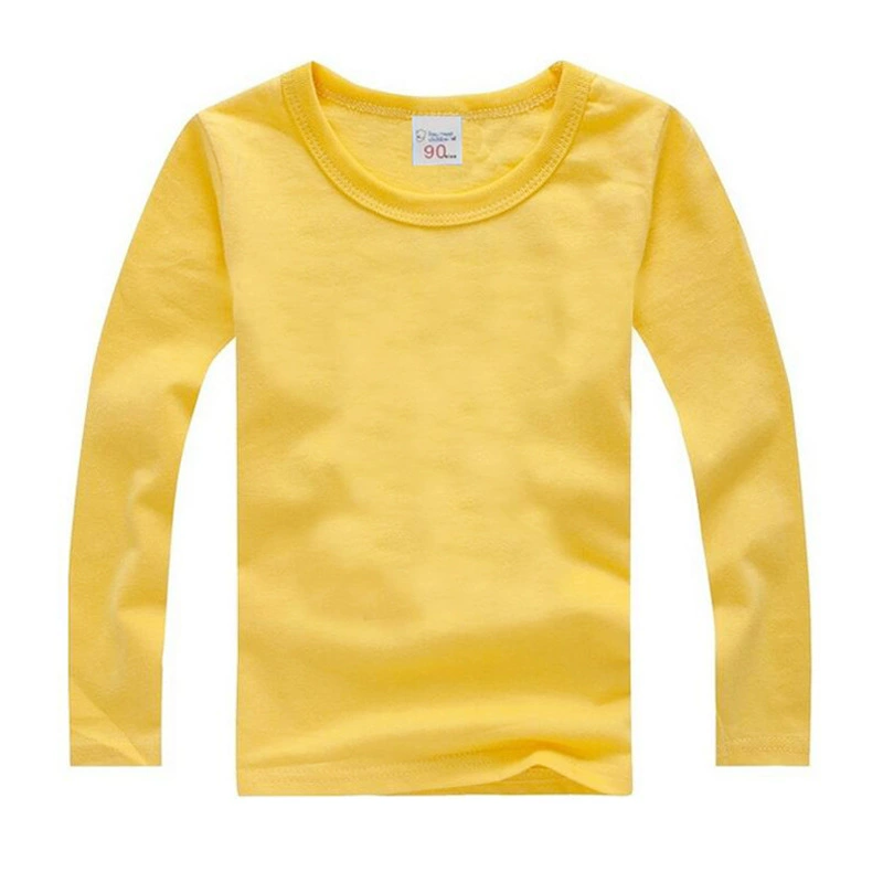Children's Long-Sleeve Cotton T‑Shirt, School/Teen, Solid Colors, Sizes 80–190 cm (Autumn)