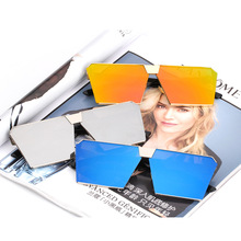 方形跨境爆款混批發男外貿大框金屬墨鏡個性彩膜歐美時尚太陽眼鏡