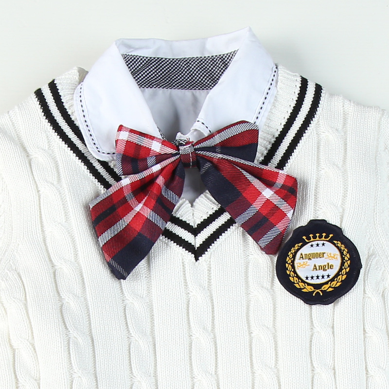 暗红格纹蝴蝶结