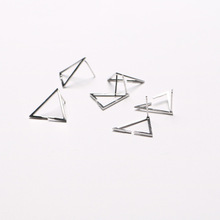 925银耳环配件批发 韩版简约珍珠耳环 双孔几何三角形耳钉空托