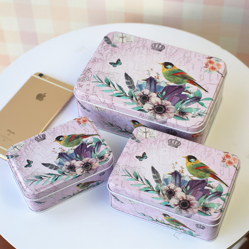 长方形礼品盒铁盒曲奇饼干盒食品盒收纳储物盒子糖果盒铁罐密封