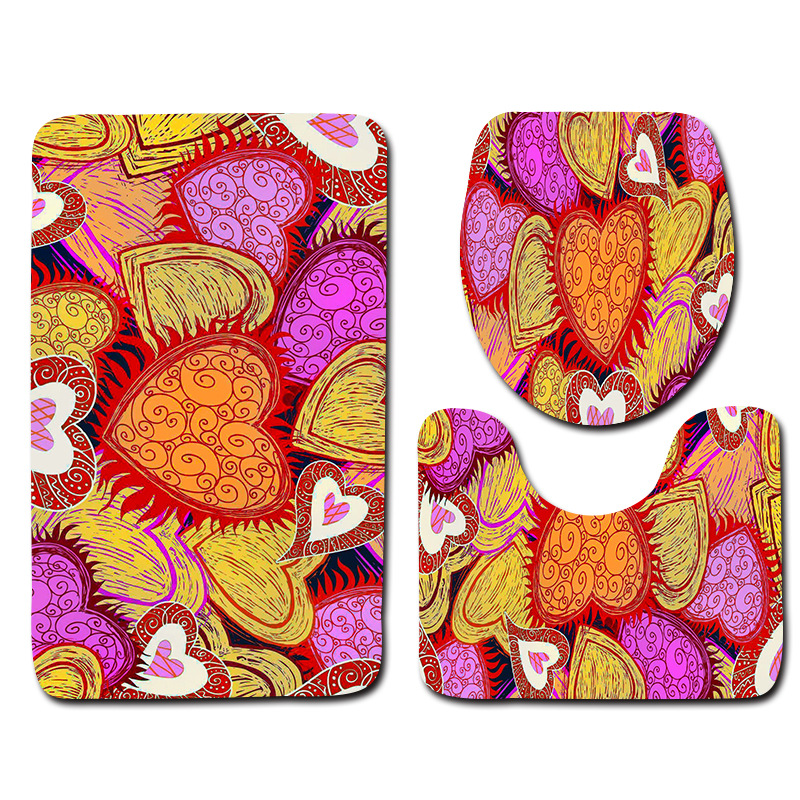 Serie europea y americana Día de San Valentín baño aseo piso estera 3 piezas conjunto Amazon deseo suministro de entrega de una sola pieza