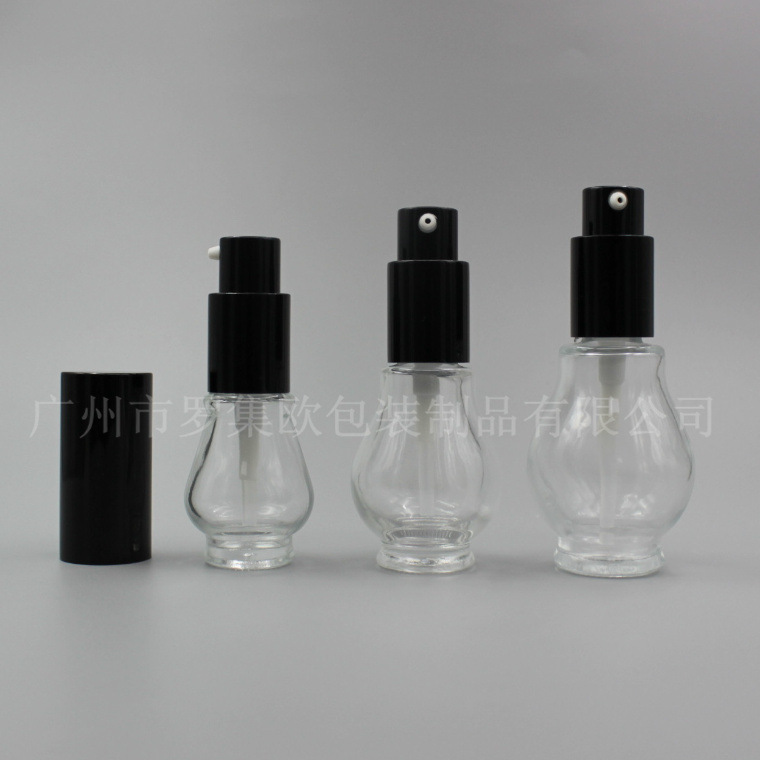 透明单葫芦精油瓶小瓶迷你玻璃空瓶子高档DIY调配工具黑鸡嘴按压