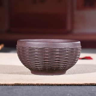 宜兴紫砂茶具全手工功夫茶杯竹篮雕刻造型品茗杯小杯礼品批发