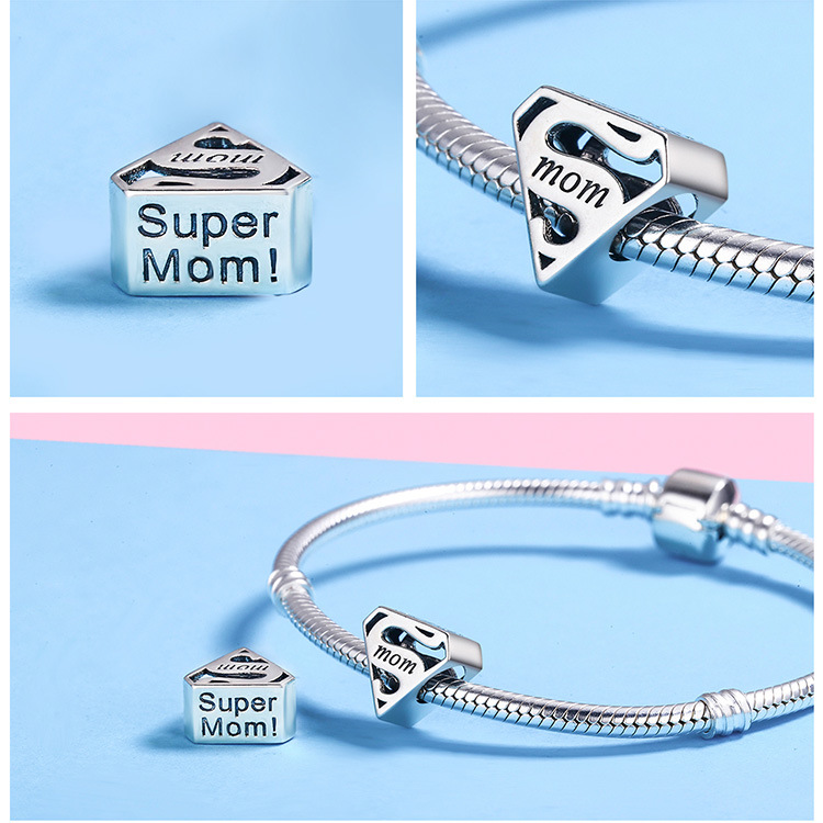 Silver Ziyun Original Diy Bracelet European And American Fashion Heart-Shaped Mom Mother's Day Gift 925 Silver Bead Scc429 display picture 1