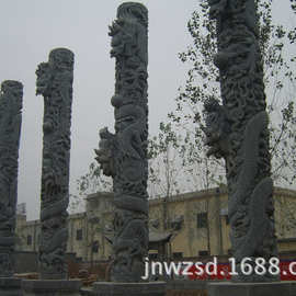 广场石刻亭子龙柱厂家 景区安放石亭子石龙柱多少钱 龙雕石亭图片