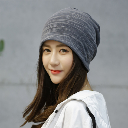 Trendy hat women's summer thin gradient striped headscarf air-conditioning confinement chemotherapy pile nightcap warm head protection factory