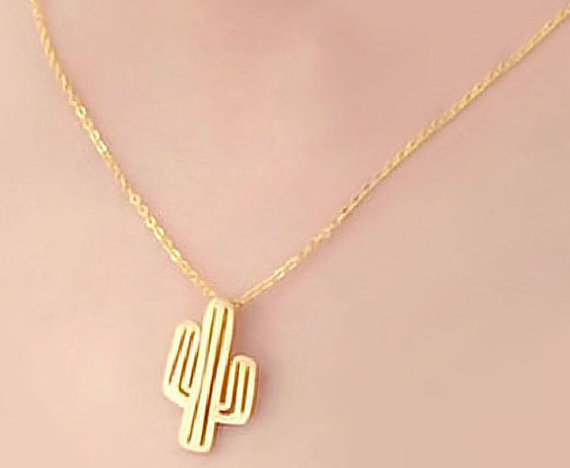 Cactus Necklace Brushed Female Clavicle Chain Hollow Cactus Plant Necklace Wholesale display picture 25