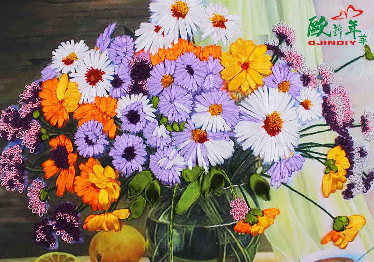 Oujin nianhua cinta bordado fábrica directa color impresión colgante pintura luz limón fragancia Sala entrada pintura decorativa