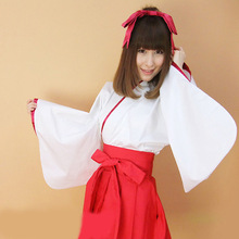 红色蝴蝶结 和服cos短款萝莉装cosplay服装 古装桔梗巫女服动漫装