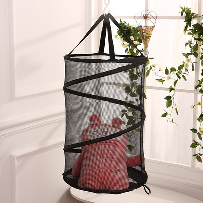 Solid Drum Storage box double-deck Hemming Mesh cloth Storage basket Foldable Home Furnishing Dirty clothes Arrangement Storage bucket