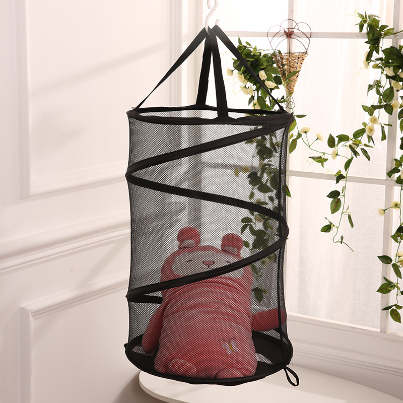 Solid Drum Storage box double-deck Hemming Mesh cloth Storage basket Foldable Home Furnishing Dirty clothes Arrangement Storage bucket