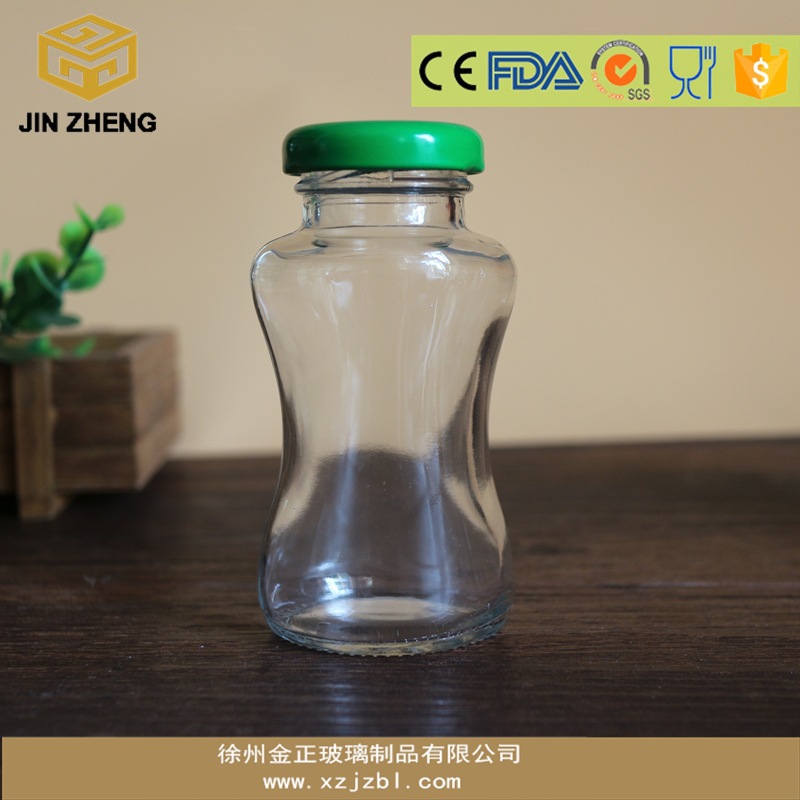 厂家批发 定制 120ml透明收腰玻璃瓶 冰糖雪梨带盖果汁瓶