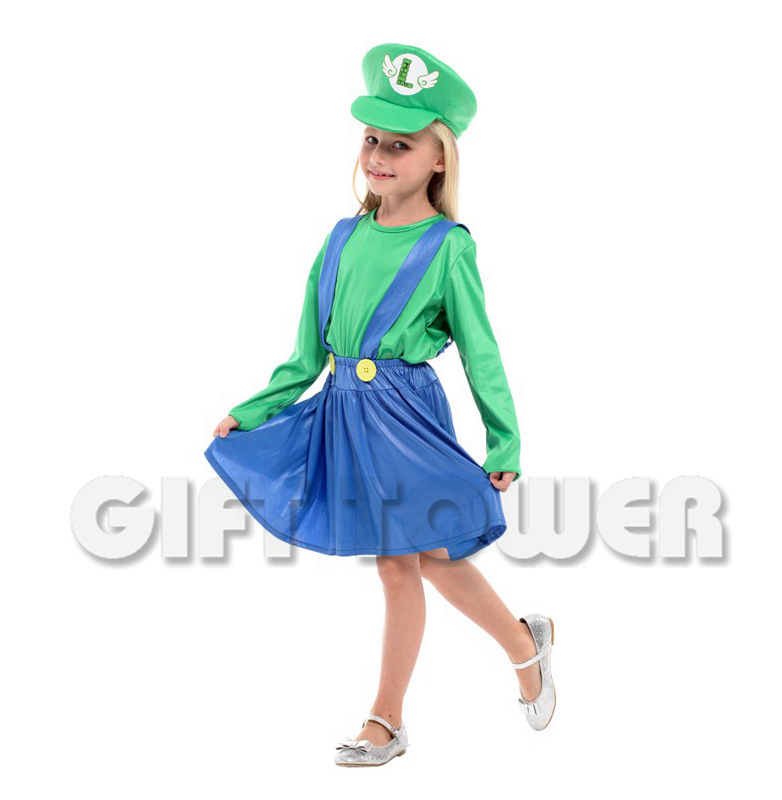 超级玛丽马里奥套装小女水管工舞台表演服装 儿童超人动物猪e道服G-0258 舞台服、表演服详情图7