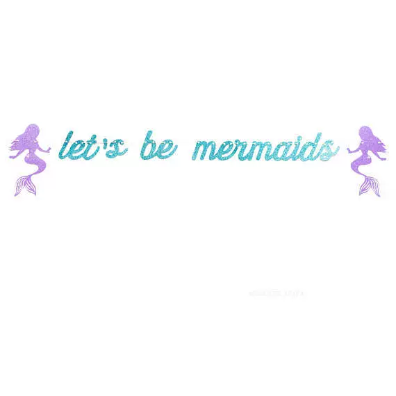 Let's be mermaids birthday banner baby birthday mermaid pull flag bunting party decoration string flag