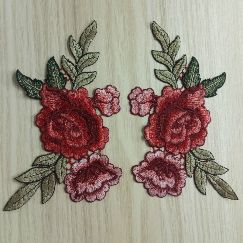 Chuanghao embroidery red flower symmetrical series water soluble collar flower hollow embroidery applique clothing accessories quantity discount
