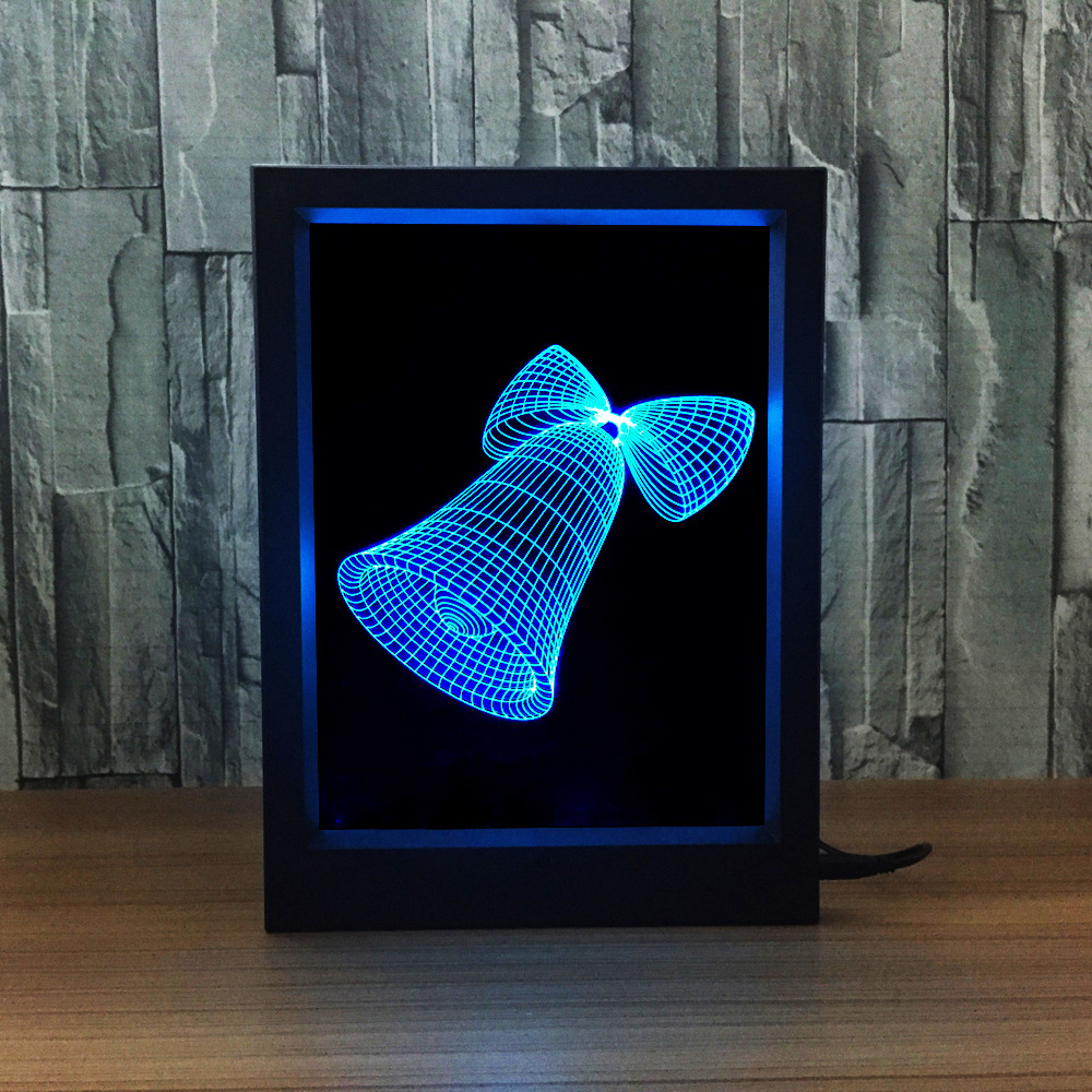 圣诞老人3D相框灯小夜灯 七彩触控遥控LED视觉灯