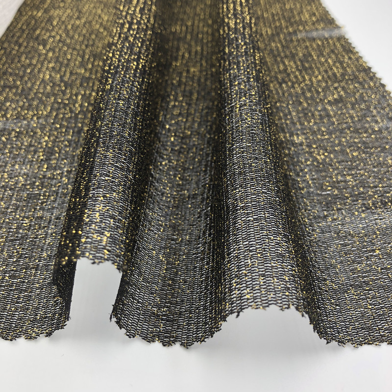 厂家批发金银线 软网布金葱高弹力闪光网眼 布时尚金线服饰面料