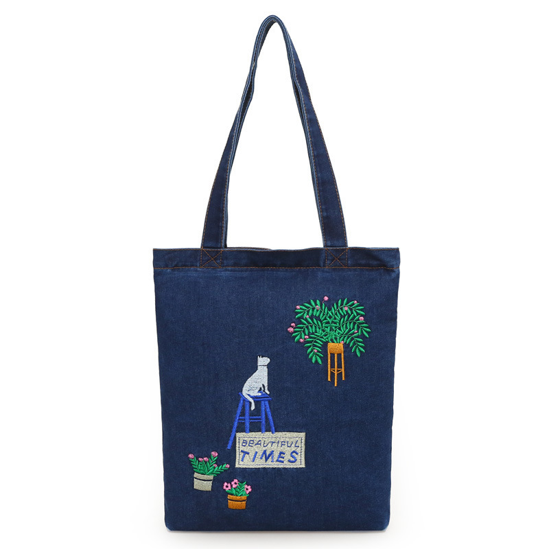 Bolso de hombro nuevo bolso de mujer moda bolso de impresión simple bolso de mujer textura casual de gran capacidad bolso de vaquero de lona de moda