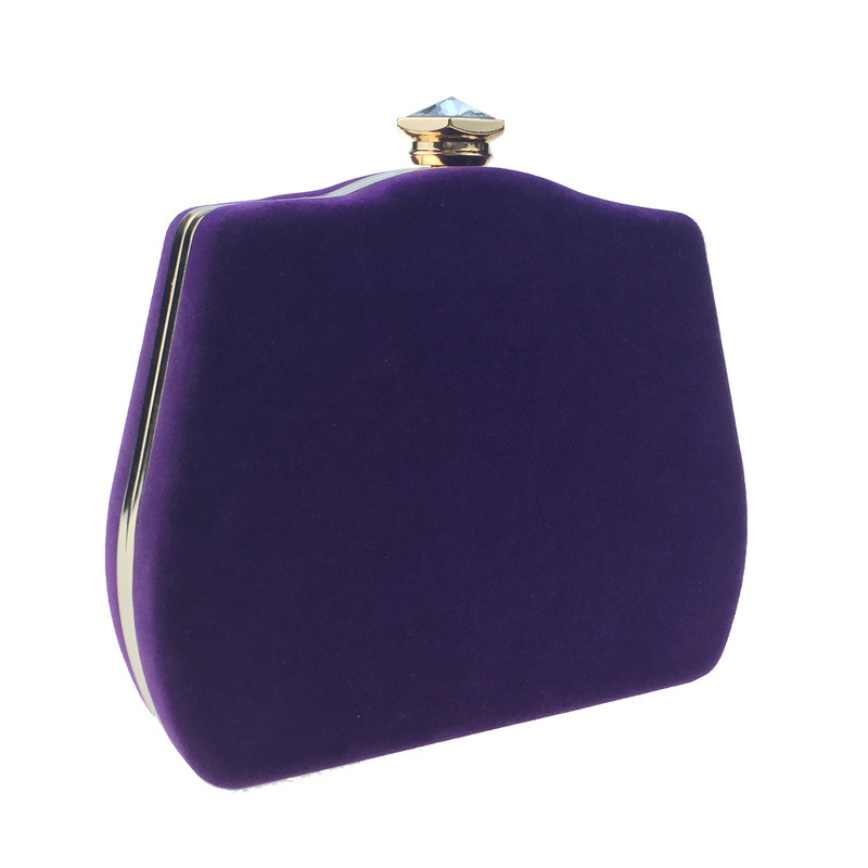 Túi clutch nữ dạ tiệc nhung hình quả bầu đính đá hộp cứng kèm dây xích — Màu đỏ, Màu đỏ rượu, Màu tím, Màu xanh lam chi tiết 16