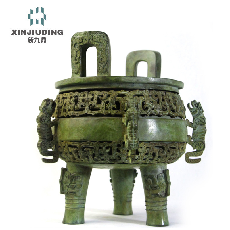 New Jiuding Antique Bronze Dragon and tiger tripod Bronze sculpture Tongding technology gift customized wholesale