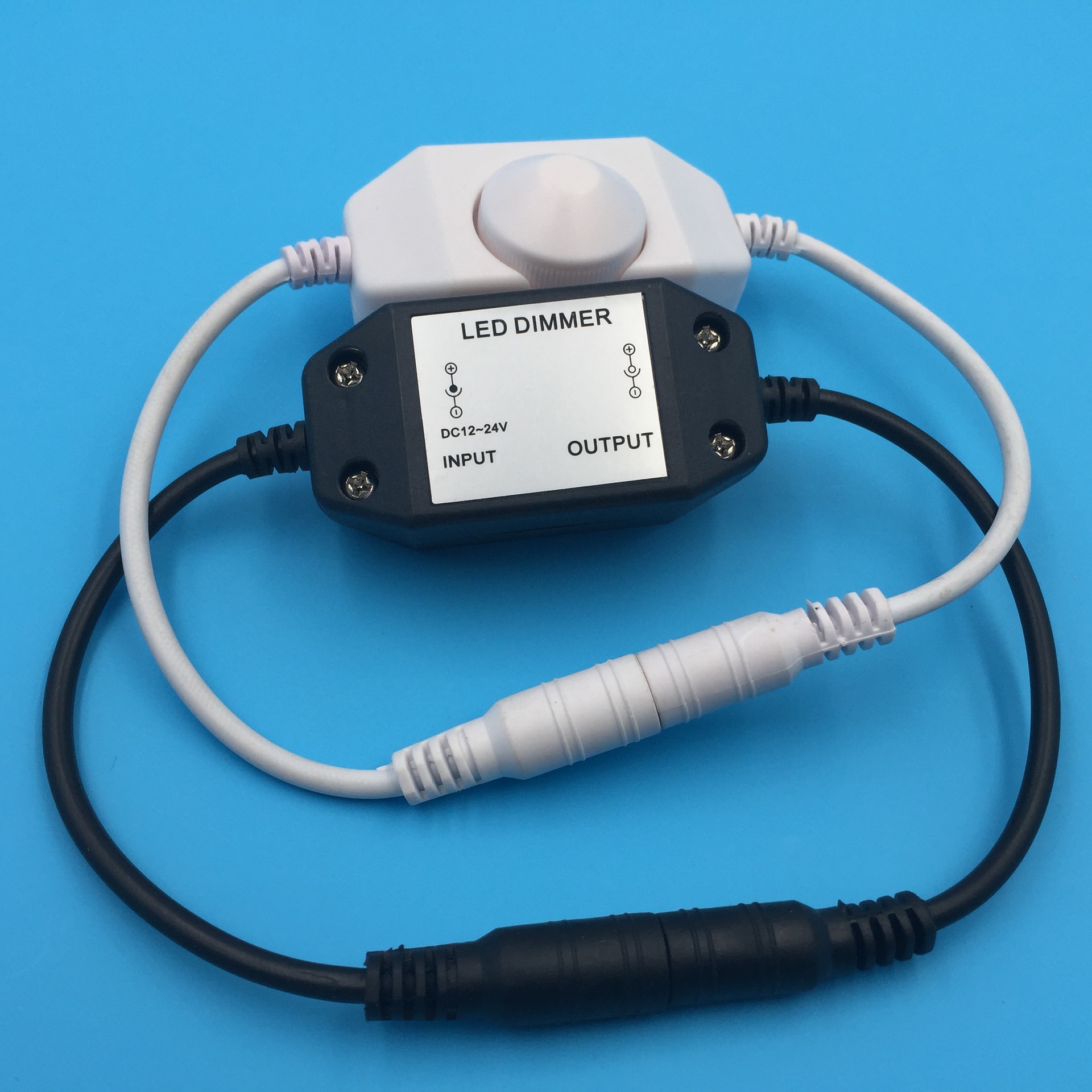 12vLED 線上無極旋鈕控制器LED亮度調光器調節器DC公母調光開關線